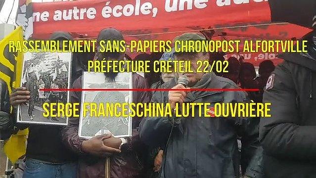 Illustration Serge Franceschina (LO) avec les sans papiers à Créteil